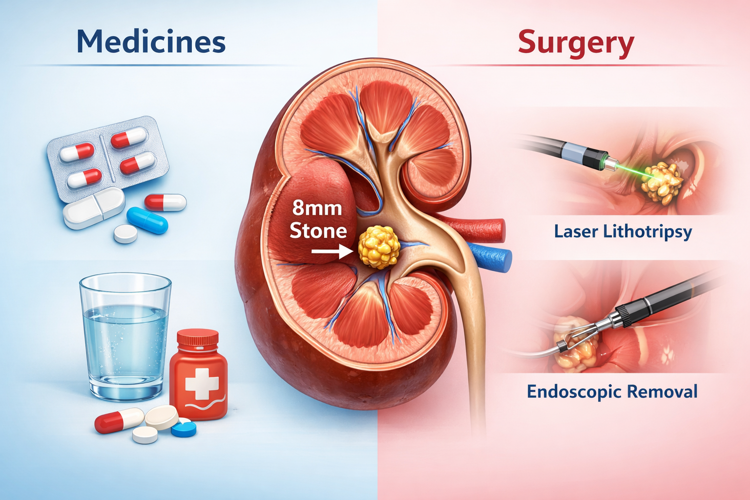 8mm Kidney Stone Treatment: Medicines vs Surgery