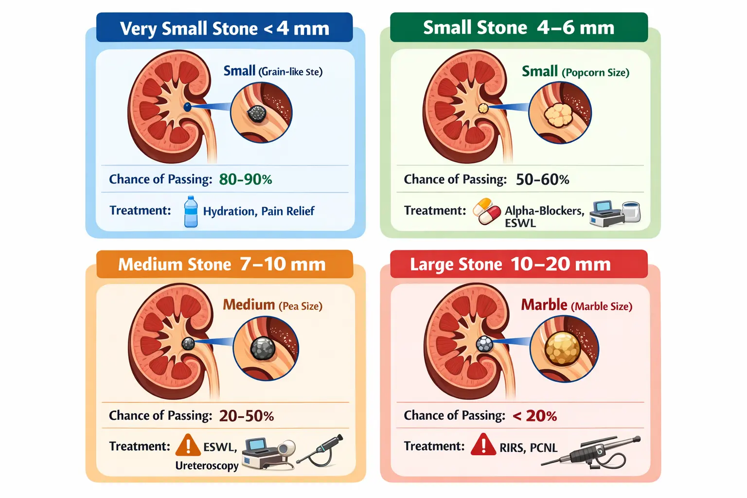 Kidney Stone Size Chart (mm) and Treatment